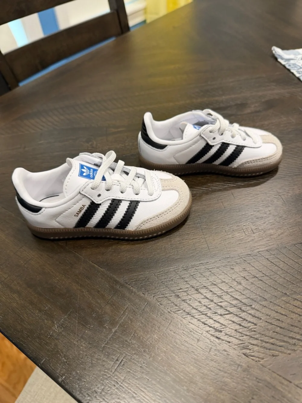 adidas Kids Samba Sneakers in White, Black, Tan